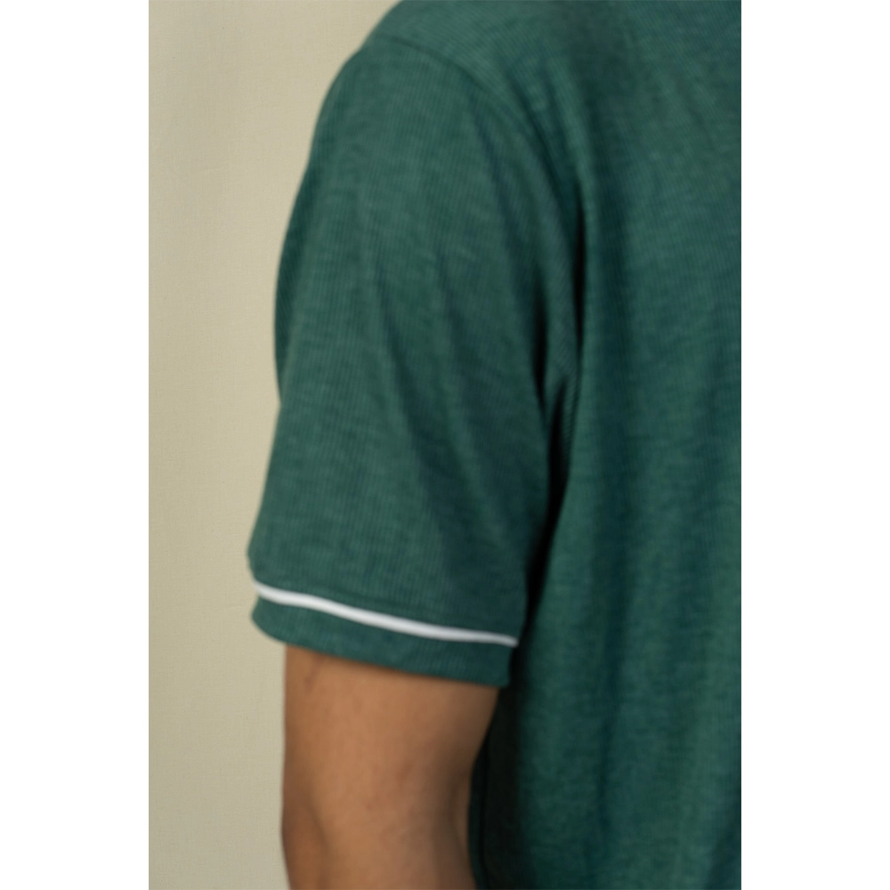 Hemis Green Crew Neck T-shirt with White Detail on itshemp.in
