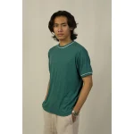Hemis Green Crew Neck T-shirt with White Detail on itshemp.in