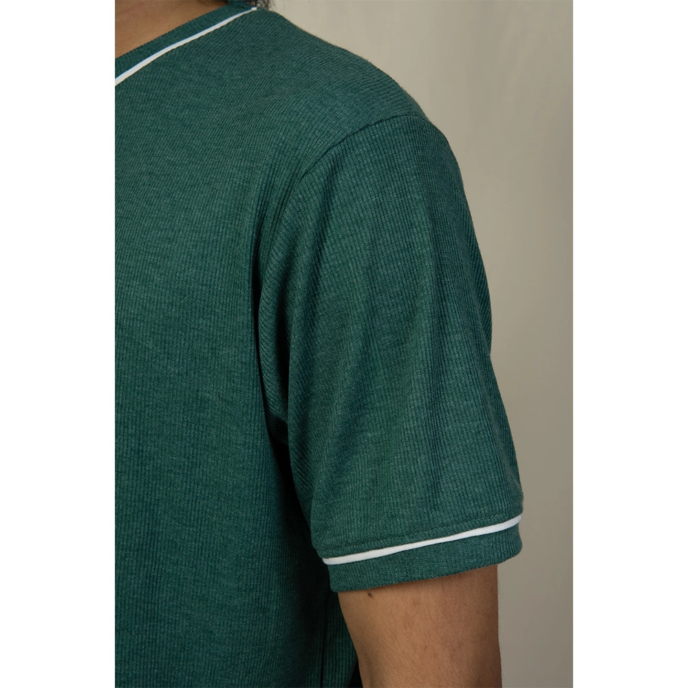 Hemis Green Crew Neck T-shirt with White Detail on itshemp.in