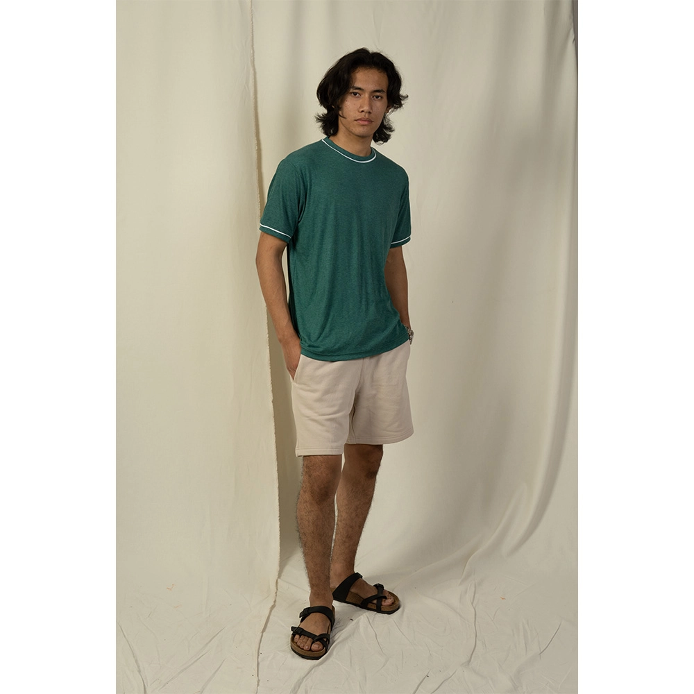 Hemis Green Crew Neck T-shirt with White Detail on itshemp.in
