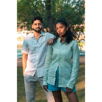 Hemis Cool Water Sun-Shade Linen Shirt on itshemp.in
