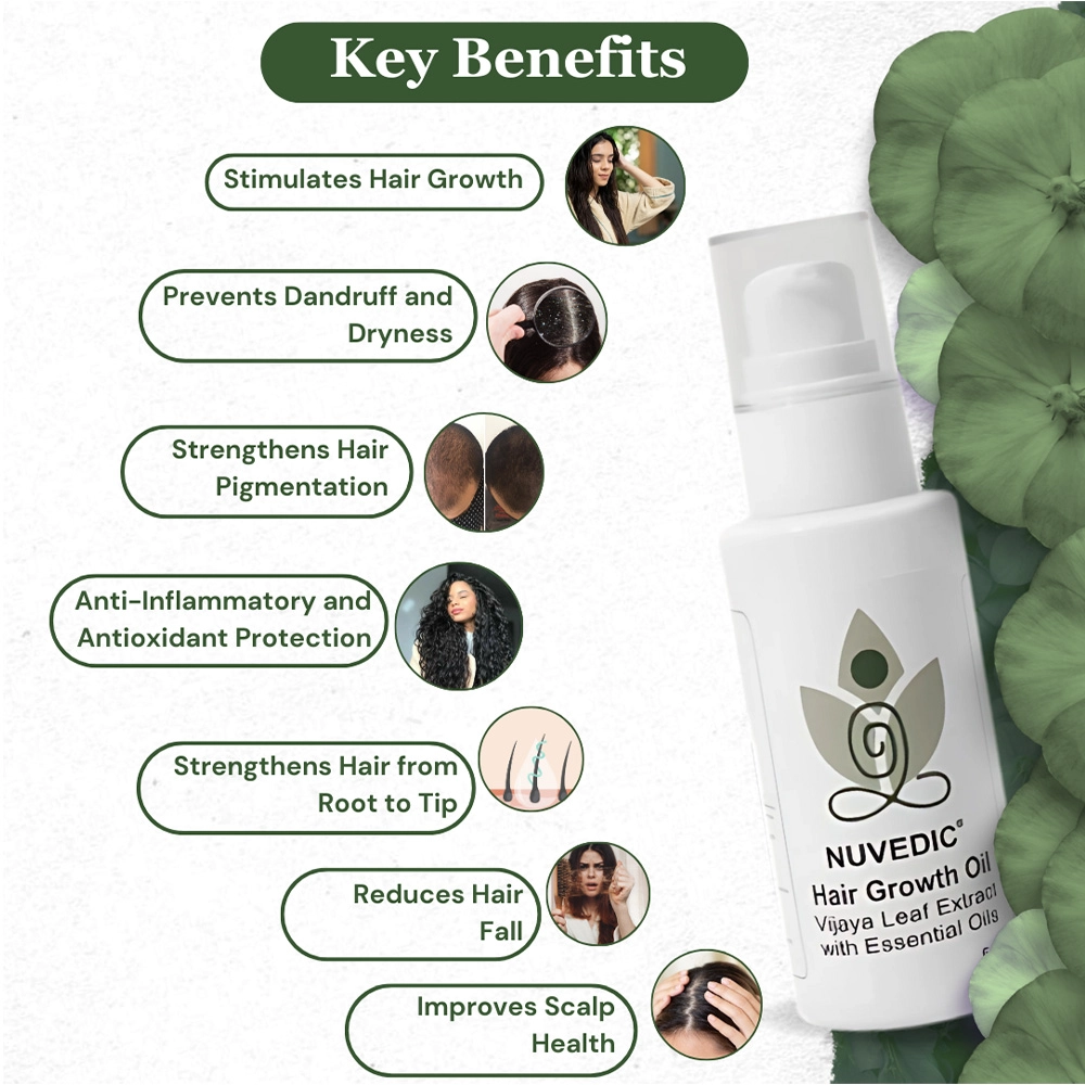 Nuvedic Hair Growth Oil Vijaya Leaf Extract with Essential Oils 50ml on itshemp.in