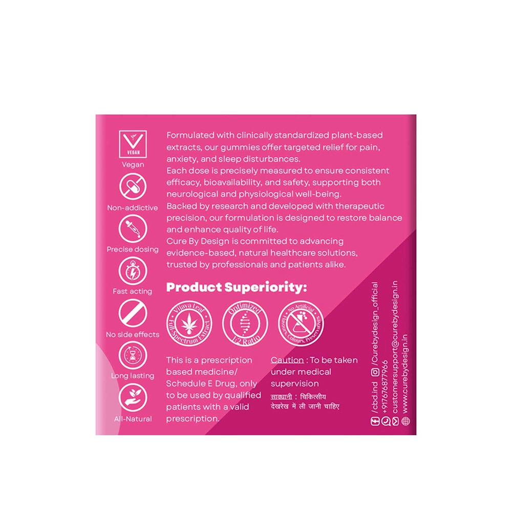 Cure By Design CBD Vijaya Gummies, 50 mg (10 Gummies) on itshemp.in