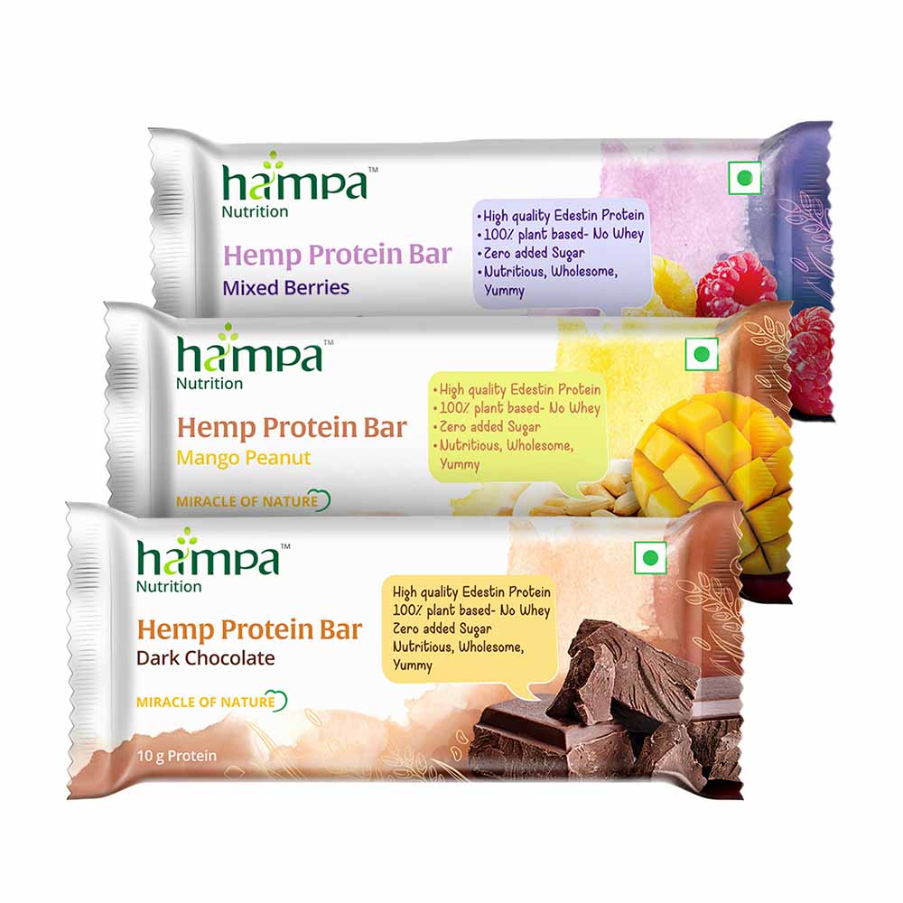 HA150045_8 Hampa Hemp Protein Bar 50g - Mixed Flavours - Pack of 3 - Image 1