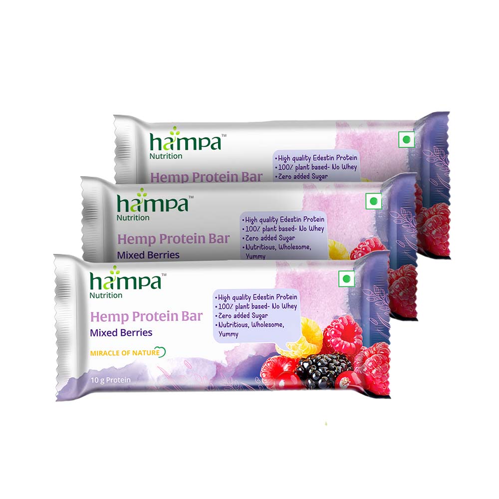 Hampa Hemp Protein Bar 50g - Mixed Berries - Pack of 3 - Image 1