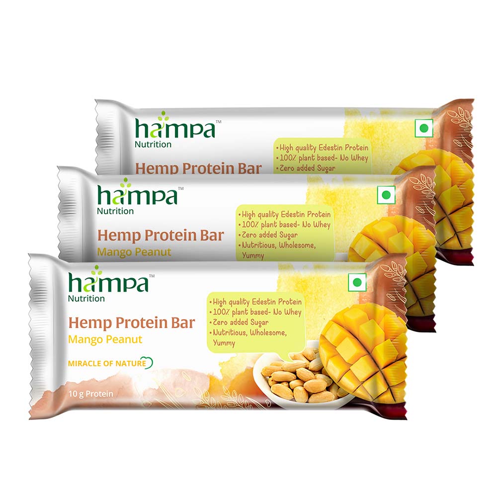 Hampa Hemp Protein Bar 50g - Mango Peanut - Pack of 3 - Image 1