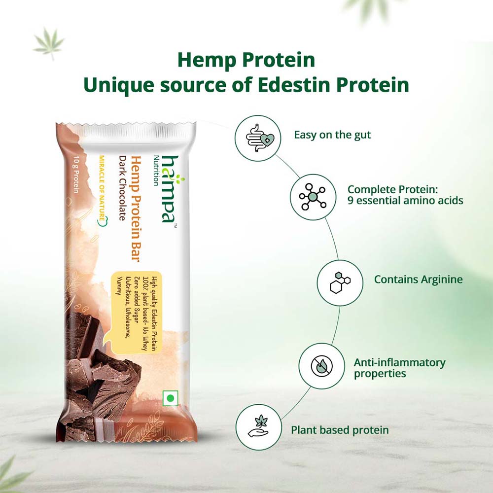 Hampa Hemp Protein Bar 50g - Dark Chocolate - Pack of 6 - Image 5