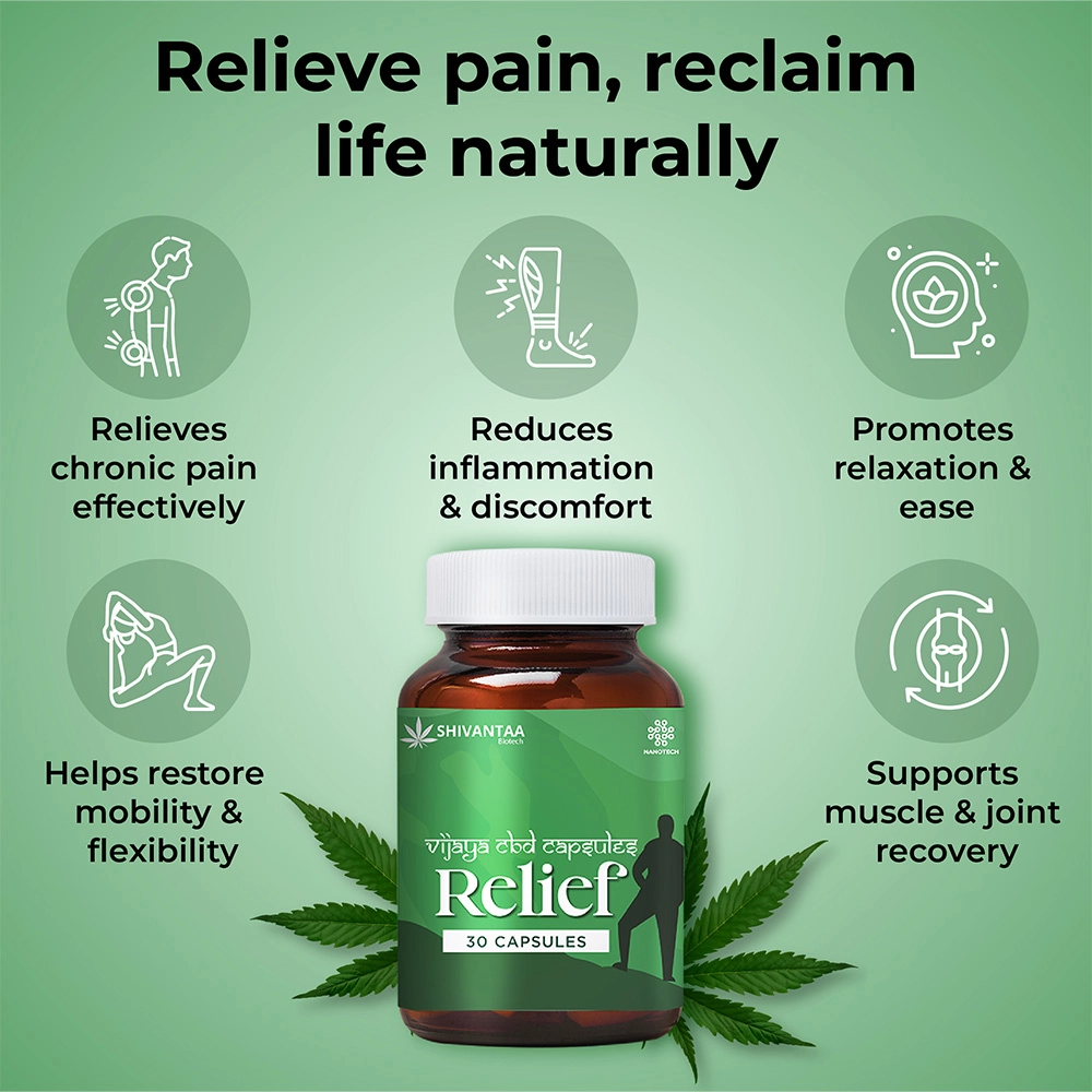 Shivantaa CBD Full Spectrum Relief Capsule For Pain, 10 Capsules on itshemp.in