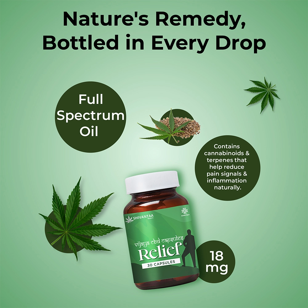 Shivantaa CBD Full Spectrum Relief Capsule For Pain, 10 Capsules on itshemp.in