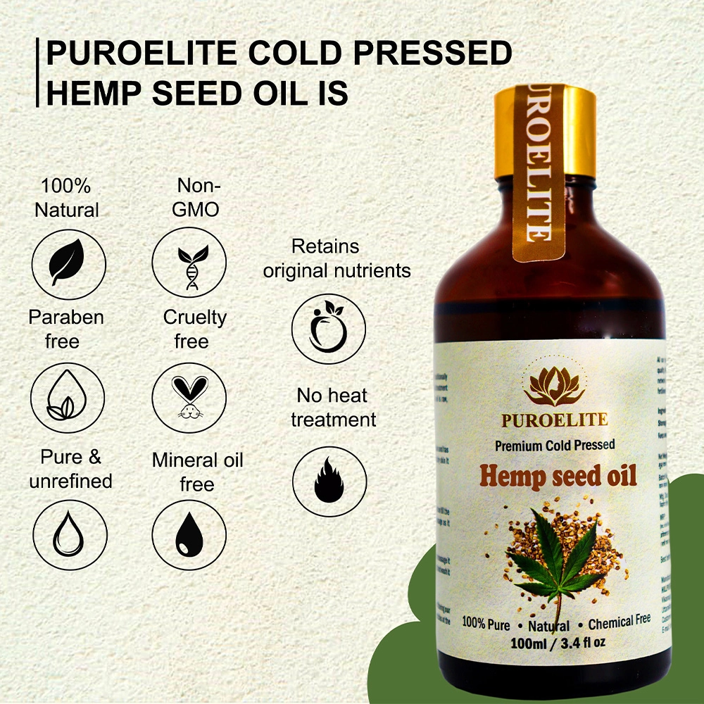 Hillpure Organic Puroelite Premium Cold Pressed Hemp Seed Oil, 100 ml on itshemp.in