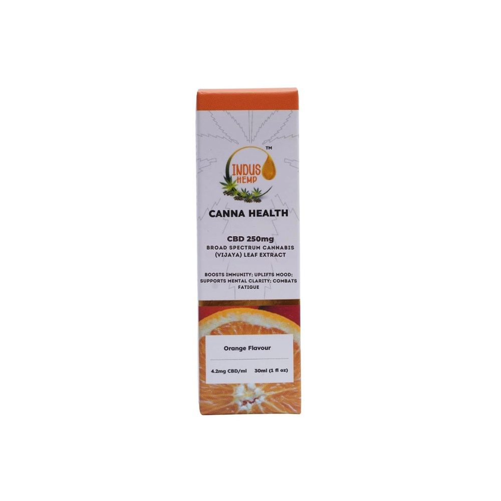 IndusHemp Canna Health CBD 250mg – Orange Flavour, 30ml on itshemp.in