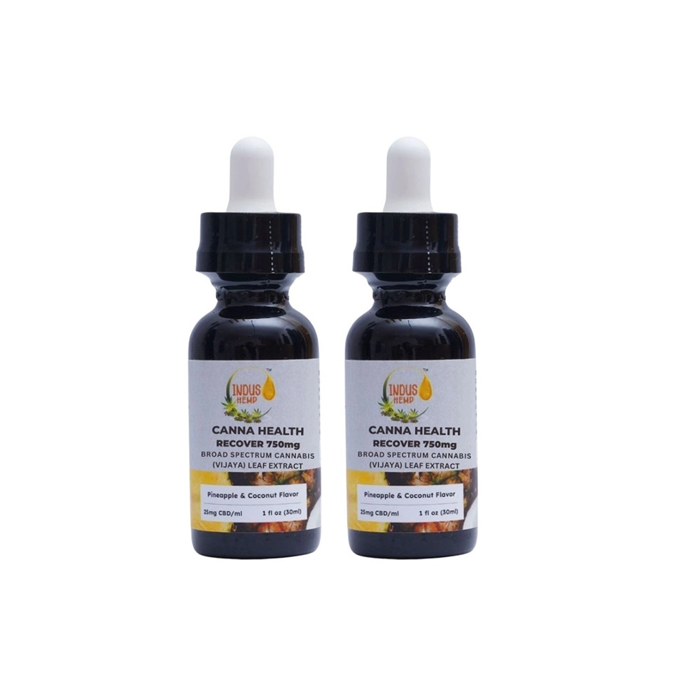 IndusHemp Canna Health CBD Recover 750mg – Pineapple & Coconut Flavour, Combo Pack of 2, 30ml - Image 1