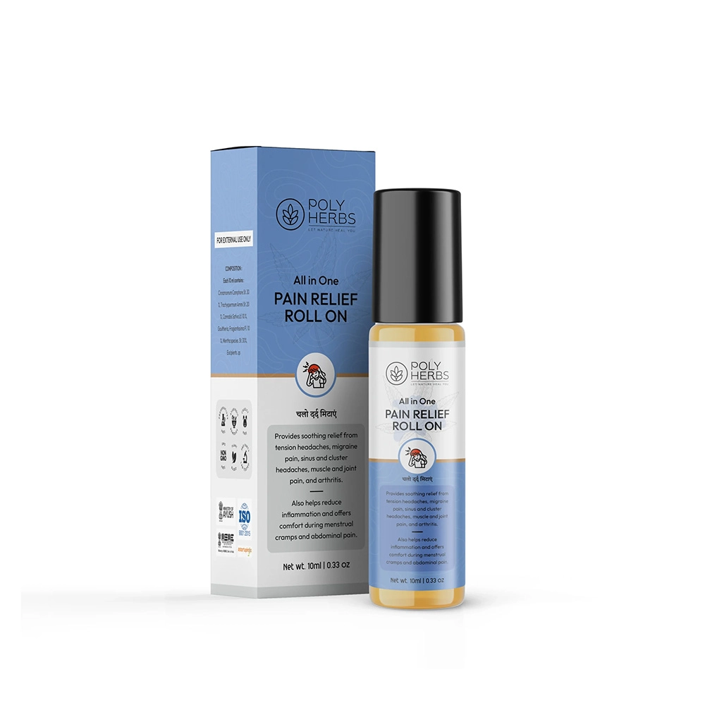 PolyHerbs All-in-One Pain Relief Roll-On, 10ml - Image 1