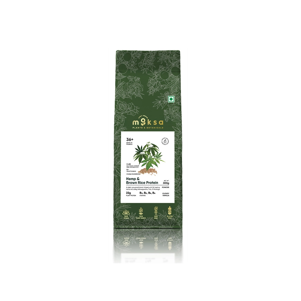 Moksa Hemp Brown Rice Protein Powder, 300 gm - Image 1