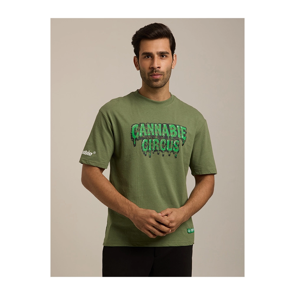 CB068096_5 Cannabie Circus Hemp T-Shirt Oversized, Green - Image 1