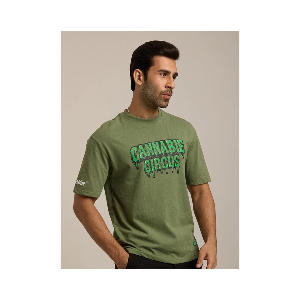Cannabie Circus Hemp T-Shirt Oversized, Green - Image 6