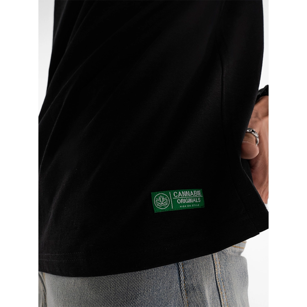 Cannabie Get Your Greens Hemp T-Shirt Oversized, Black - Image 5