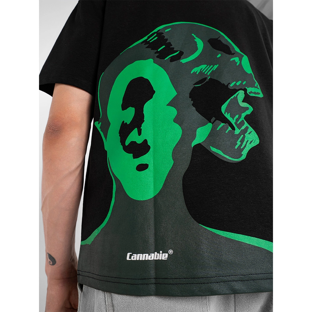 Cannabie Get Your Greens Hemp T-Shirt Oversized, Black - Image 6