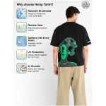 Cannabie Get Your Greens Hemp T-Shirt Oversized, Black - Image 4