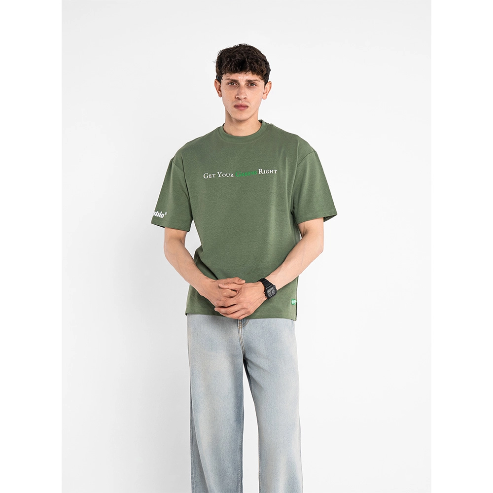 Cannabie Get Your Greens Hemp T-Shirt Oversized, Green - Image 4