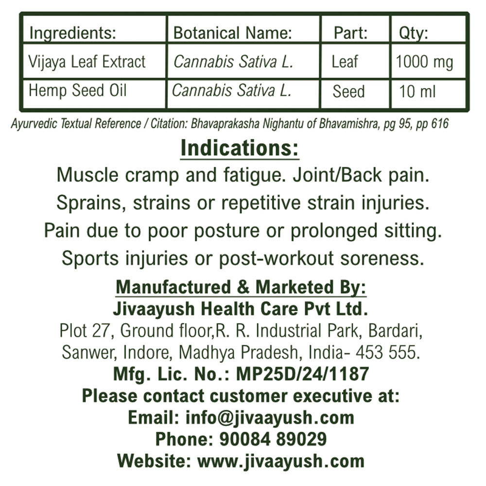 JivaAyush Parihara, Pain Relief Roll-On, 1000mg/10 ml on itshemp.in