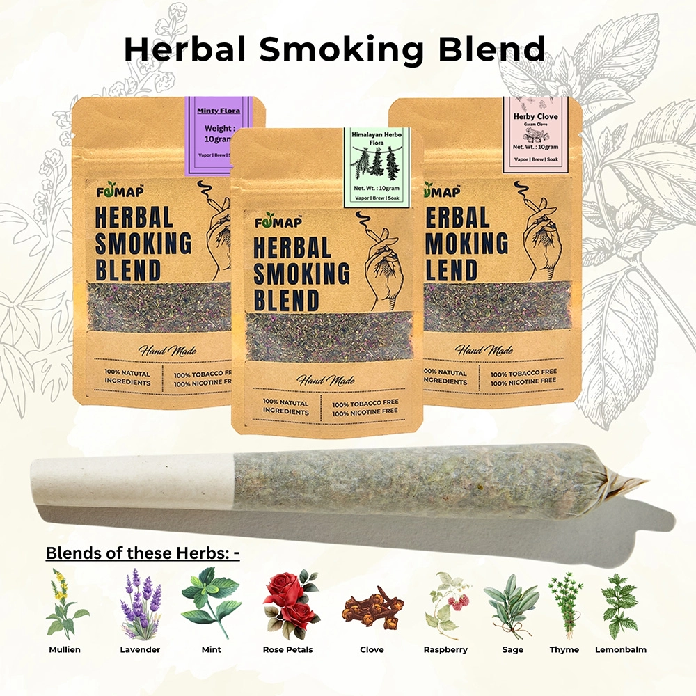 Femap Minty Flora, Himalayan Herbo Flora & Herby Clove Herbal Smoking Blends, Combo (Pack of 3) on itshemp.in