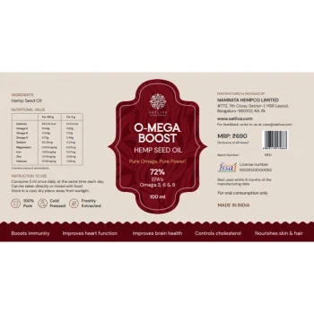 Satliva O-Mega Boost Hemp Seed Oil on itshemp.in