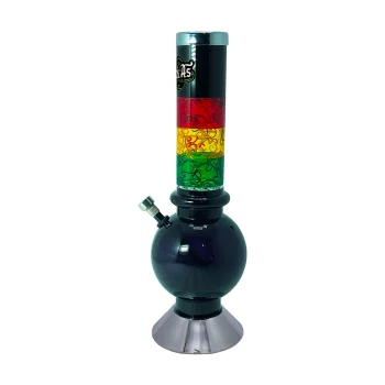 Kiick As Acrylic Bong Marble Rasta, Black, 30cm on itshemp.in