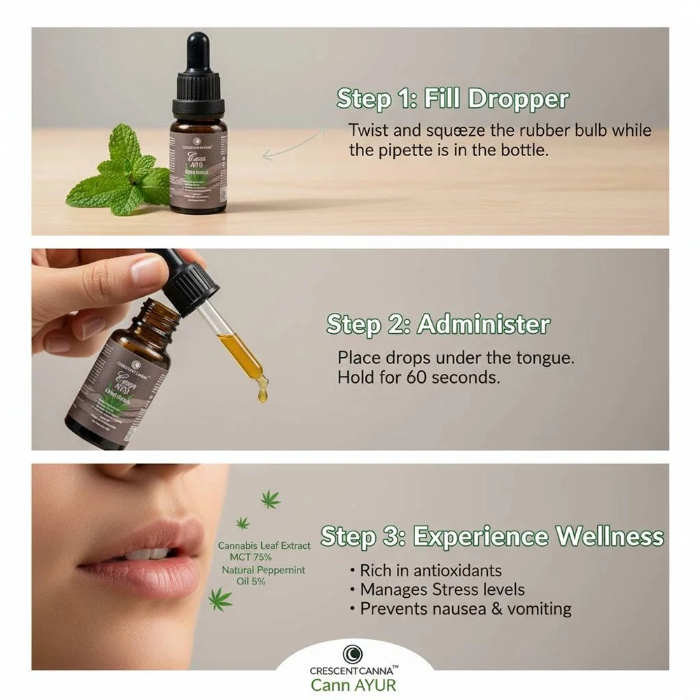 Crescent Cann Ayur Pure CBD Oil Drops, 10ml on itshemp.in