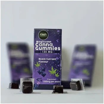 Magiccann Canna Gummies – Black currant, Extra Strong: 1350Mg (135mg) Pack of 10 gummies on itshemp.in
