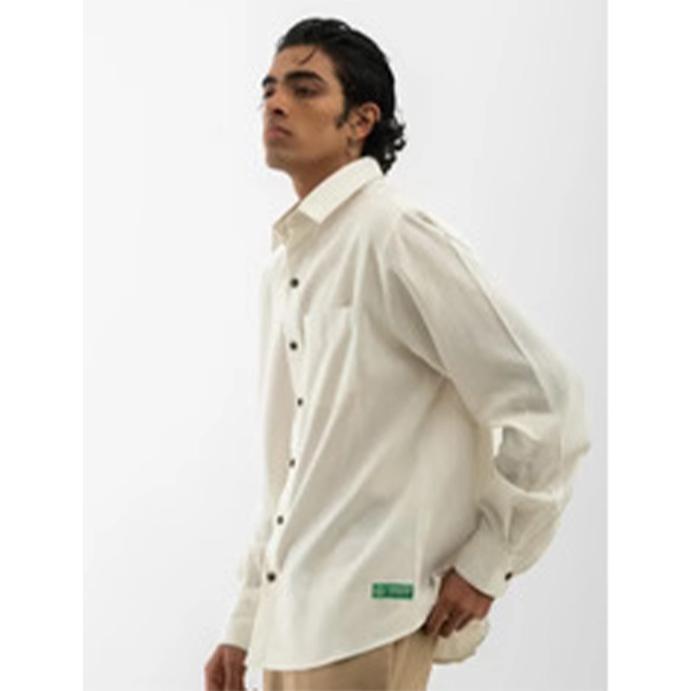 Cannabie WannaBe Patchwork Full Sleeves Hemp Shirt Off White - Image 4