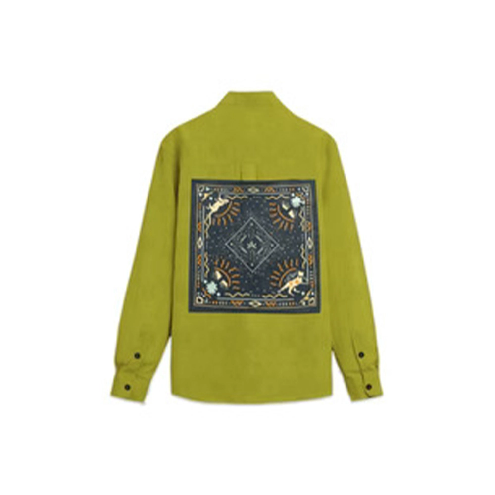 CB068105_1 Cannabie Mystic Arts Patchwork Full Sleeves Hemp Shirt Green - Image 1