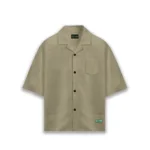 Cannabie Bandana Patchwork Cuban Collar Hemp Shirt Grey - Image 2