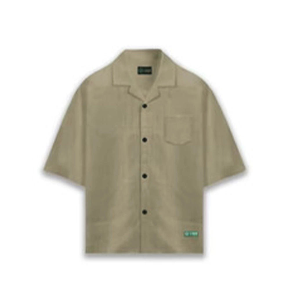 Cannabie Bandana Patchwork Cuban Collar Hemp Shirt Grey - Image 2