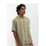 Cannabie Bandana Patchwork Cuban Collar Hemp Shirt Grey - Image 3