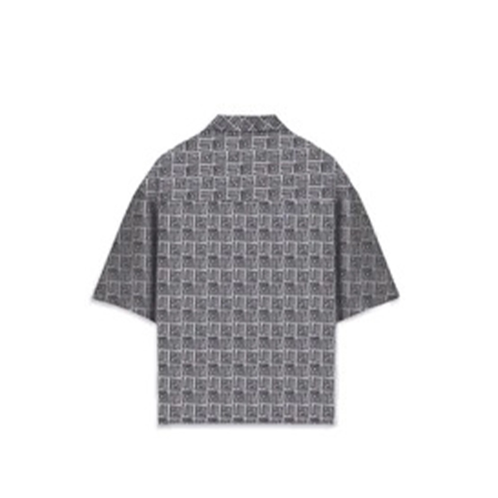 Cannabie Abstract Print Cuban Collar Hemp Shirt Off White - Image 2