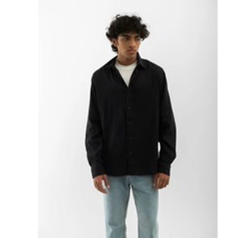 Cannabie Full sleeves Hemp Solid Shirt Black - Image 2