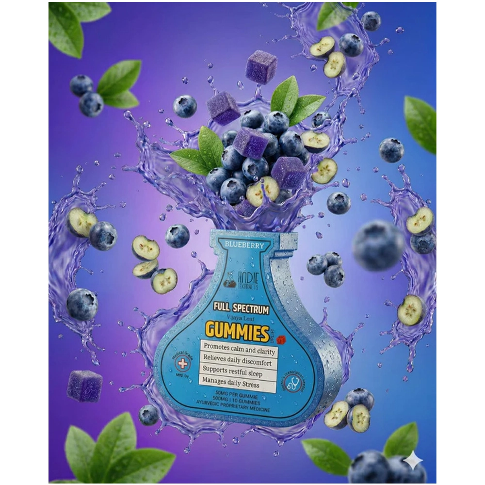 Indie Extracts Full Spectrum Gummies, Blueberry, 10 Gummies on itshemp.in