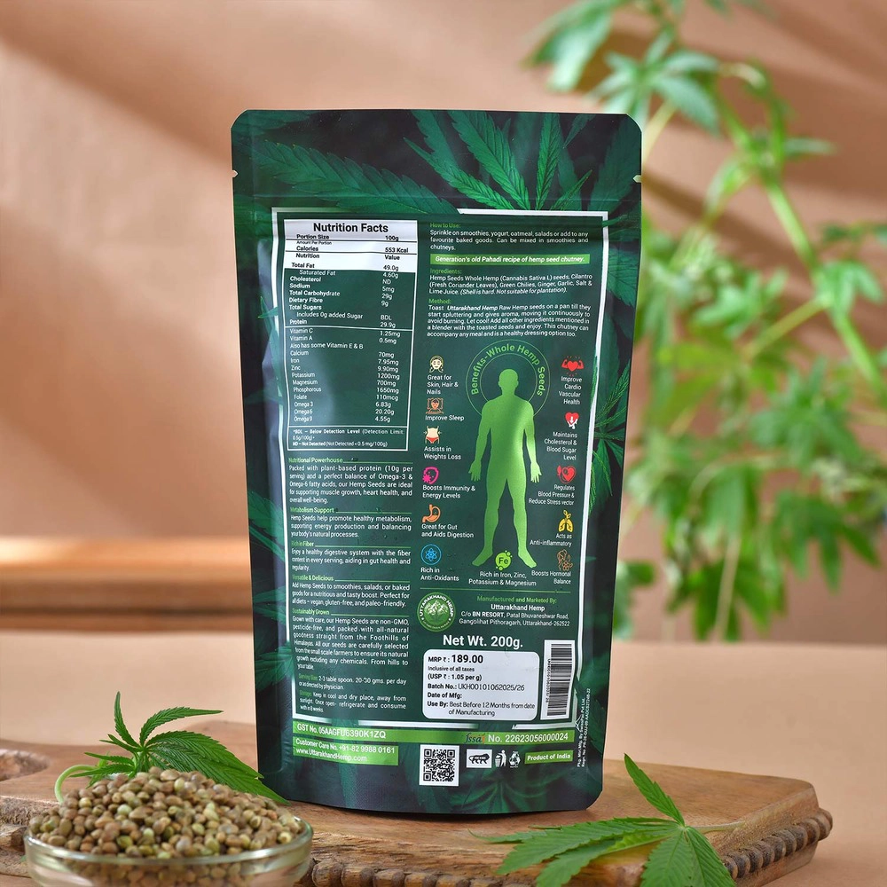 Uttarakhand Hemp Raw Organic Himalayan  Hempseed 400 gms on itshemp.in