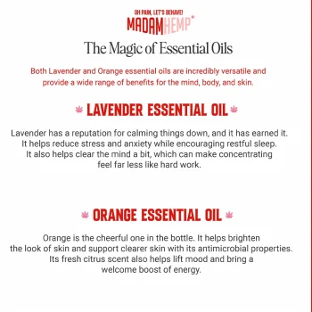 Madam Hemp Lavender & Orange Hemp Massage Oil, 800 ml, on itshemp.in