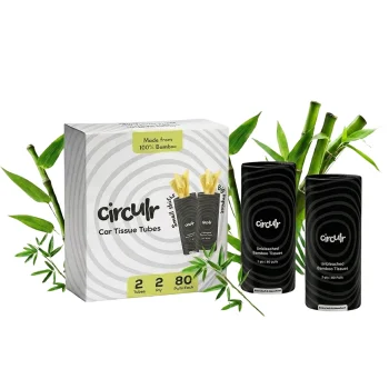 Ciculr Bamboo Tissue Tube (Pack of 2) - Black on itshemp.in
