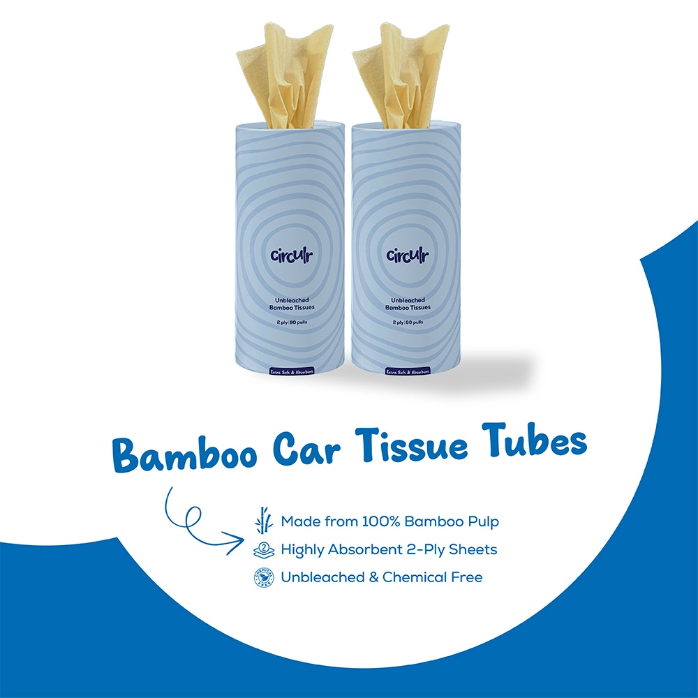 Ciculr Bamboo Tissue Tube (Pack of 2) - Blue on itshemp.in