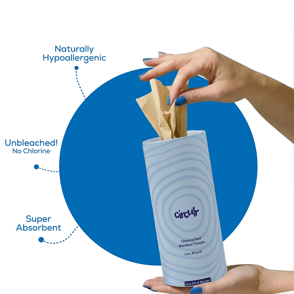 Ciculr Bamboo Tissue Tube (Pack of 2) - Blue on itshemp.in