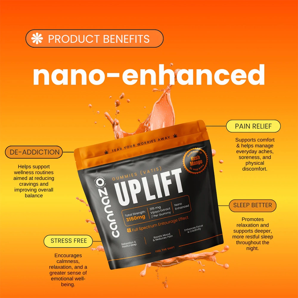 CannazoIndia Uplift Gummies, 315mg, (10 Gummies- 40 Gummies) - Image 3